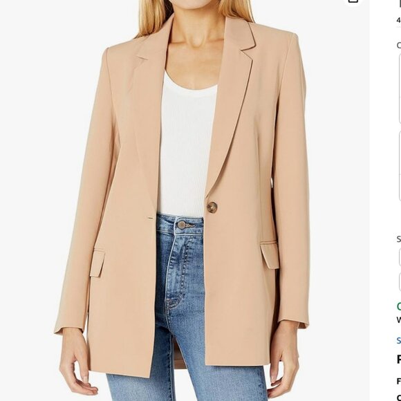 NWT The Drop Oversized Women's Blake Tan Cream Praline Long Blazer Small - Picture 2 of 10